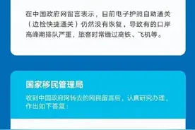 何时全面恢复出入境证件全国通办、电子护照自助通关？官方答复图片