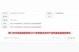 厦门市市场监管局发布2023年餐具洗涤剂产品质量监督抽查情况图片