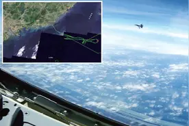 美机最近时离我海岸线不到50公里，我歼-16果断拦截美侦察机！图片