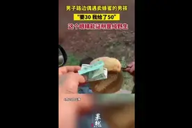 男子路边偶遇卖蜂蜜的男孩，“要30 我给了50”，这个眼睛能证明是纯野生图片