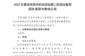 2023年青岛市高中阶段学校第二阶段分数带招生录取分数线公告图片