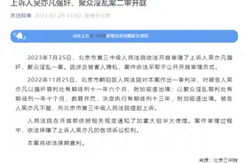 上诉人吴亦凡强奸、聚众淫乱案二审开庭，将择期宣判图片