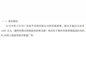 旭平首饰全资子公司拟以不超过1250万购买位于梧州市商贸物流园区内约81亩的土地使用权并新建厂房图片