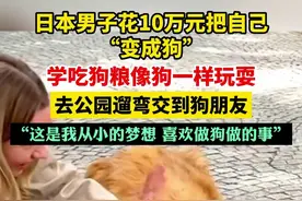 日本男子花10万元把自己变成狗：学吃狗粮像狗一样玩耍，去公园遛弯交到狗朋友图片