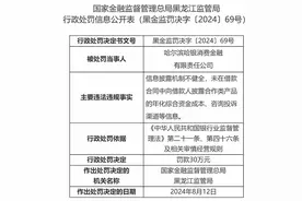 又有消金公司被罚！信息披露机制不健全，哈银消金被罚30万元｜大鱼财经图片