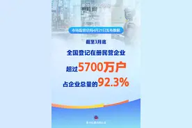 全国登记在册民营企业超过5700万户，占企业总量92.3%图片