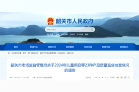 广东省韶关市市场监督管理局发布2024年儿童用品等23种产品质量监督抽查情况图片