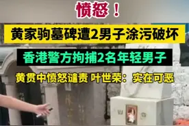 黄家驹墓碑遭2男子涂污破坏，香港警方拘捕2名年轻男子。黄贯中愤怒谴责，叶世荣：实在可恶图片