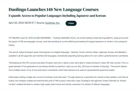 深陷“AI抢饭碗”风波之际 美国在线教育牛股大量上架AI生成语言课程图片