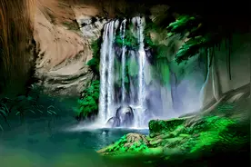 【AI看贵州】羊皮洞瀑布：岁月雕琢的洞中瀑布图片