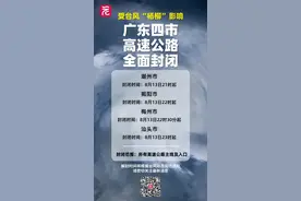 受台风“杨柳”影响，广东揭阳、潮州、汕头、梅州四市高速公路已全面封闭图片