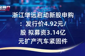 浙江华远启动新股申购：发行价4.92元/股 拟募资3.14亿元扩产汽车紧固件视频封面