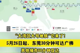 “大湾区大号地铁”来了！5月26日起东莞30分钟可达广佛