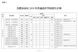 2024年合肥市区高中招生计划发布  省示范高中85%指标到校图片