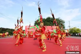 河北隆尧小麦开镰收割 百年非遗“招子鼓”庆丰年图片