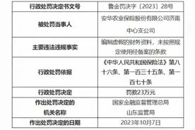 安华农业保险济南中支被罚 编制虚假的财务资料等图片