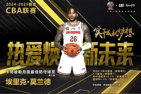 「CBA」广东队中锋莫兰德当选月度最佳防守球员图片