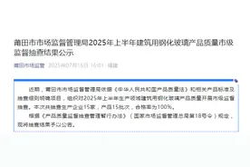 福建省莆田市市场监督管理局发布2025年上半年建筑用钢化玻璃产品质量市级监督抽查结果图片