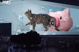 30秒｜重庆观音桥地标巨幕上新，国内最大裸眼3D猫咪来了！图片