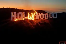 山火肆虐下，好莱坞传奇标志牌着火了？网络疯传的假图假视频，竟是AI生成图片