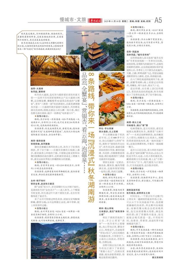 8条路线，带你来一场“沉浸式”秋冬湖南游——《岳阳晚报》11月18日版面速览