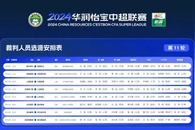 中超第11轮裁判：马宁吹津门虎vs申花；金京元执法国安vs梅州图片