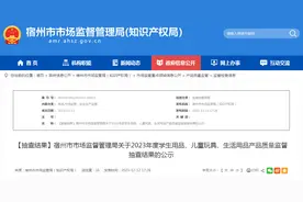 安徽省宿州市市场监督管理局关于2023年度学生用品、儿童玩具、生活用品产品质量监督抽查结果的公示图片