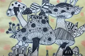 绘画《蘑菇》｜烟台中小学生“才艺秀”作品选登图片