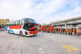 连续六年免费服务！湖南新田县务工人员直通车在广州发车图片