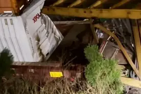 美国强风暴致一火车24节车厢脱轨 风速高达每小时129公里图片