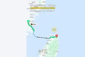 网友发现可查询到驾车跨海前往台湾路线，页面显示：跨海大桥（拟建设中）图片