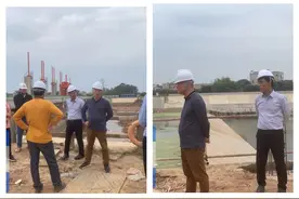 区水务局吕金水副局长率队巡查共青河拦河闸坝重建工程图片