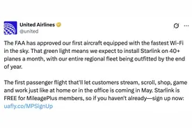 美联航首架星链飞机获FAA批准图片