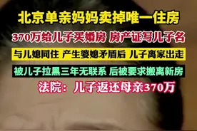 单亲妈妈370万给儿子买房后 因婆媳矛盾被拉黑 三年后儿子让 其搬出房子（大参考）图片