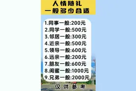 人情随礼，一般多少合适，对照一下，看完涨知识了。图片