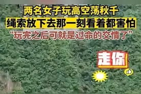 网友晒出两名女子玩高空荡秋千，尖叫声响彻山谷图片