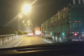广州环城高速，晚上大车，特别多