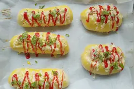 不用高筋粉，不用黄油，教你在家做热狗芝士面包，松软香甜又拉丝