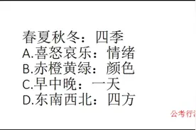 公考类比推理题，这题很简单，春夏秋冬：四季，看到选项就出答案
