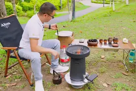 小蛮腰气化柴火炉燃烧的火焰火力猛不飞灰太棒了#户外