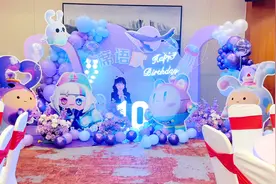 梦幻紫蛋仔主题女孩生日布置 精致感的10周岁生日布置视频封面