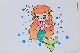 小美人鱼这样画太漂亮啦！我可太喜欢人鱼公主了。 #简笔画