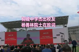 桐城中学杰出校友杨善林院士在致词，他是怀宁人，著名计算机专家视频封面