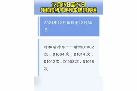 小伙伴们注意了！呼和浩特又有多趟列车临时停运，包括呼市到清河#列车#停运视频封面