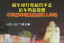 前车绿灯不走，后车鸣笛提醒。不料前车司机做出疯狂举动，后车里的大人孩子吓得不轻！@玉林公安 @广西交警视频封面