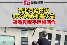 袁老实验田边，80岁奶奶推着丈夫来看袁隆平巨幅画作，缅怀袁老！#袁老我们想你了