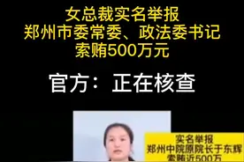 女总裁实名举报郑州市委常委、政法委书记被实名举报索贿近500万，官方：正在核查视频封面