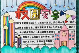 校园安全手抄报，简单好看配文字，有线稿可打印喔#校园安全