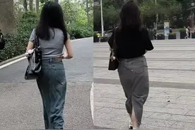 同样是穿T恤配牛仔裙，这两个人却穿出完全不同的风格，你是其中哪一挂呢？#街拍穿搭 #牛仔裙 #牛仔裙穿搭 #广州街拍 #日常穿搭