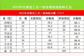 2023年甘肃省三支一扶各县区最低录取分数，24年考生参考